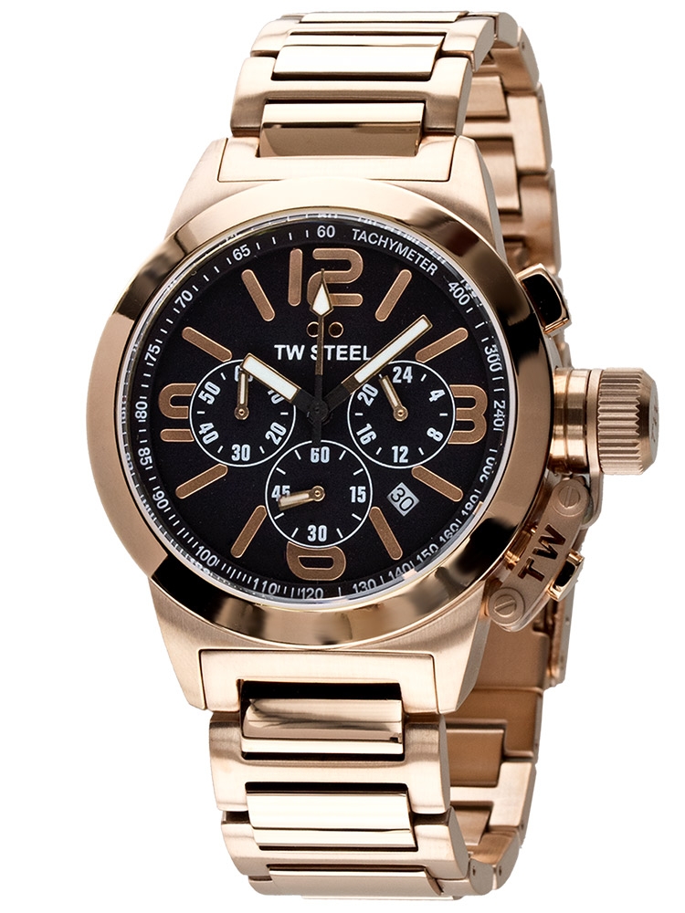 TW-Steel TW307 Unisex Chronograph ZB schwarz-rotgold, Edelstahl rotgold 10 ATM 40 mm
