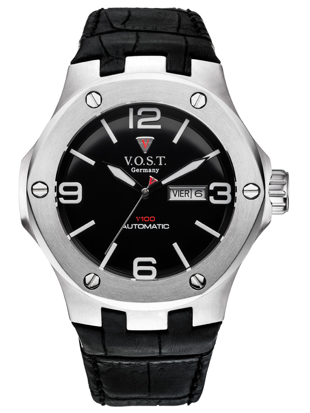 Ceas barbatesc V.O.S.T. Germany V100.015.AS.SS.L.B Automatic Curea Piele 44mm 20ATM