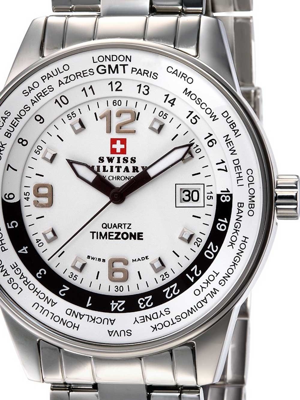 Ceas barbatesc Swiss Military SM34007.02 GMT-Worldtimer 41mm 5ATM