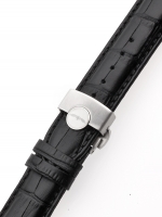 Watch: Perigaum Leather strap 22 x 175 mm black silver Folding clasp